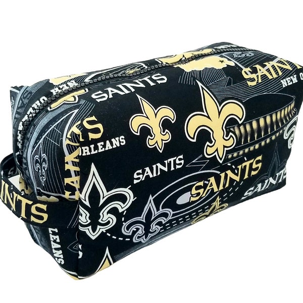 New Orleans Saints Sport Fans Boxy Pouch/ Shave Bag/ Cosmetic Makeup Toiletry Bag/ Christmas stuffers/ Travel Bag/ Dopp Kit