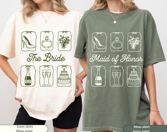 Custom Bridal Party Shirts, Personalized Bridesmaid Tees, Maid of Honor, Getting Ready Outfit, Bridesmaid Proposal Gift, Bachelorette Party