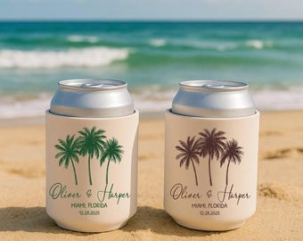 Beach Wedding Can Coolers: Coastal Wedding Favors