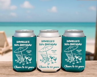 Personalized 50th Birthday Can Coolers: Custom Party Favors