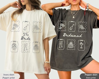 Custom Bridal Party Shirts, Personalized Bridesmaid Tees, Maid of Honor, Getting Ready Outfit, Bridesmaid Proposal Gift, Bachelorette Party