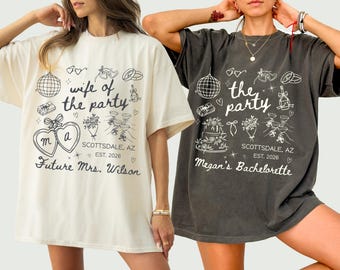 Wife of The Party Bachelorette Party Matching Shirts, Custom Bachelorette Shirt Personalized Future Mrs Tee Bridal Comfort Colors Party Gift