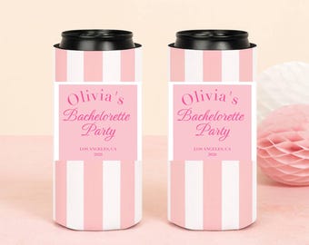 Personalized Coastal Bachelorette Can Cooler | Custom Can Cooler | Beach Bachelorette Party | Coastal Grandmother | Custom Party Favors