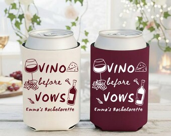 Vino Before Vows Bachelorette Can Coolers, Personalized Wine Can Sleeves, Custom Winery Bachelorette Party Favors, Bach Can Holder