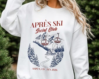 Apres Ski Sweatshirt, Retro Ski Lodge Pullover, Warm Winter Crewneck