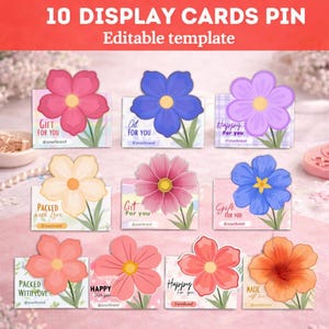 Bearbeitbare Blumen Display Card Verpackung für Pins Canva Pro Template Small Business Branding Kommerzielle Nutzung
