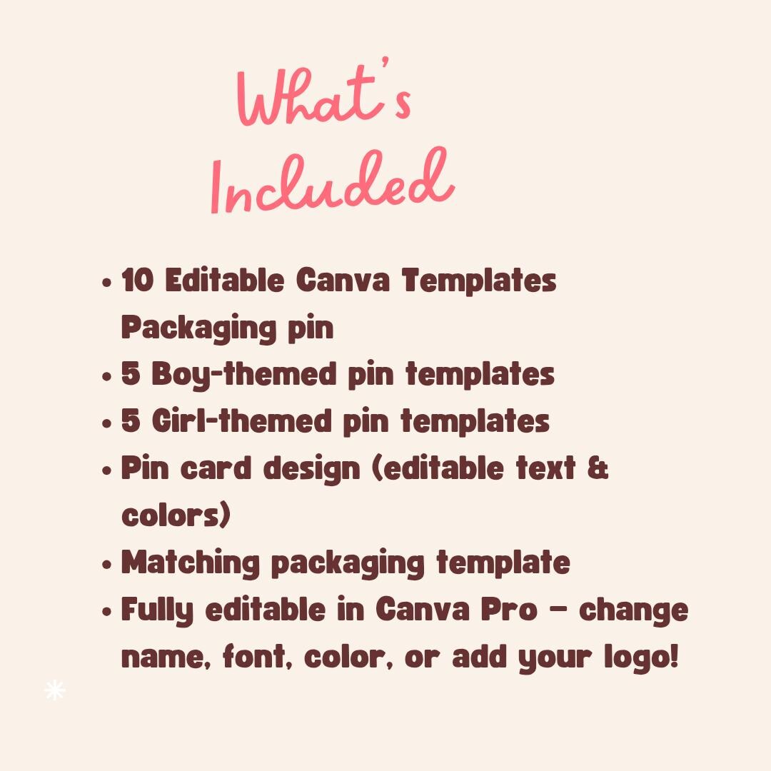 Editable Pin Packaging Templates | Canva Pro A4 (digital Download) - Etsy