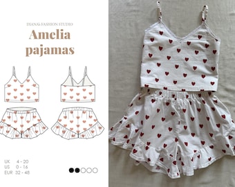 Amelia Pyjamas Schnittmuster: Damen Loungewear Set (PDF Download)