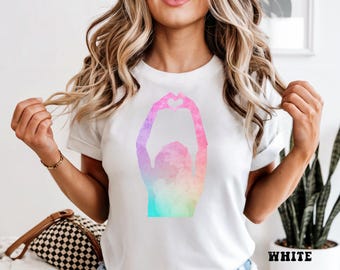 Love Shirt, Hand Heart Graphic Tee, Heart Hands T-Shirt, Fan Gift, Music Lover Gift Tee, Cute Heart Gesture Shirt, Matching Heart Design