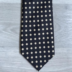 Vintage Black Elegant Silk Polka Dot Necktie