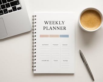 Weekly Planner Printable | Elegant Pastel Weekly Planner | Dateless Weekly Organizer | Minimal Pastel PDF | A4 & US Letter