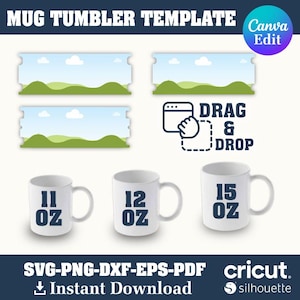 11 12 15 Oz Mug Wrap Template for Canva | Sublimation Mug Design | Editable Mug Wraps | DIY Coffee Mug Template | Instant Download