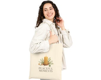 Bolsa de lona de algodón Peaceful Moments / ilustraciones serenas en ambos lados
