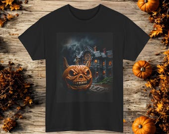 Haunted House Halloween T-Shirt, Scary Jack O Lantern Unisex Tee, Spooky Fall Shirt, Trick or Treat Top, Holiday Costume Apparel