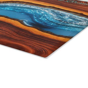 Epoxy  Resin River Table themed Glass Cutting Board, Blue Kitchen Decor, Unique Food Prep Board, Home Chef Gift, Coastal Dining Accessory