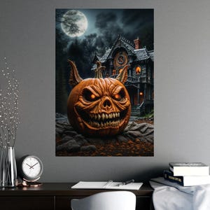 不気味なハロウィンポスター：マットなカボチャアート、お化け屋敷の装飾