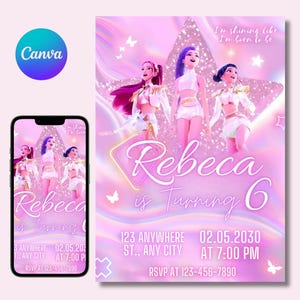 KPop Demon Hunter Birthday Invitation | Editable Canva Template | Kpop Anime Invite | Digital Download | Printable Birthday Card for Kids