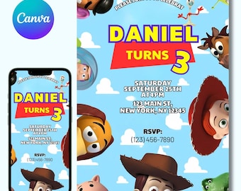 Toy Story Invite Reach Four the Sky Editable Toy Story Birthday Invite Digital Toy Story Invitation Digital Download Toy Story Theme Invite