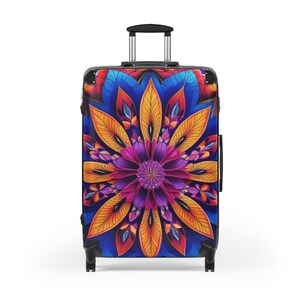 Vibrant Floral Suitcase, Travel Luggage, Colorful Carry-On, Bohemian Travel Accessory, Vacation Essential, Unique Gift Idea