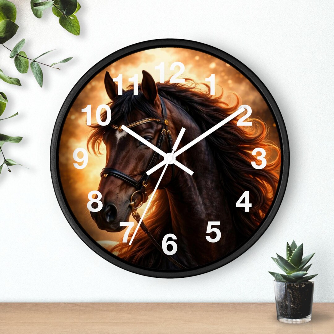 Fiery Stallion Portrait Wall Clock | Horse Face Timepiece - Etsy