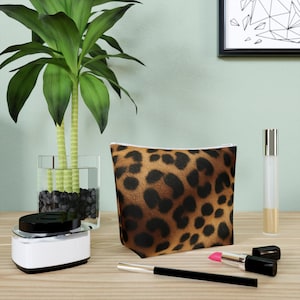 Stylish Leopard Print Cosmetic Bag, Makeup Pouch, Travel Case, Chic Organizer, Gift for Her, Animal Print Bag
