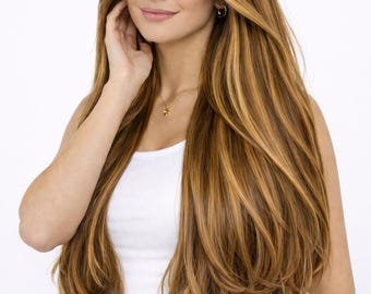 P4 / 27 Karamell Bend Remy Echthaarverlängerungen - Keratin Flache Spitze oder Tape-In