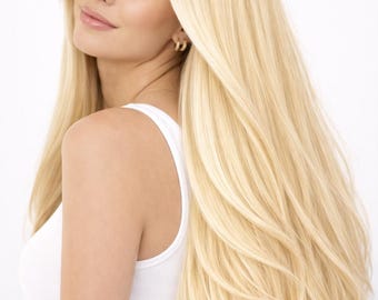 60 Platinblonde Remy-Echthaarverlängerungen - Keratin Flat Tip oder Tape-In