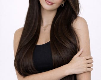 2 Schokobraune Remy Echthaarverlängerungen – Keratin Flat Tip oder Tape-In