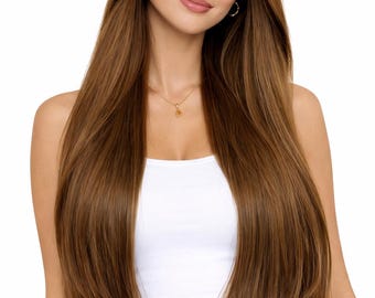 4 Hellbraune Remy Echthaarverlängerungen – Keratin Flat Tip oder Tape-In