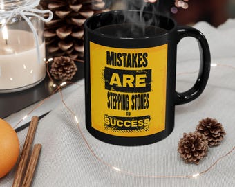 Inspirational Black Coffee Mug – Motivational Gift for Success