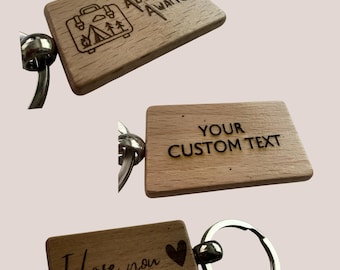 Custom Wooden Keychain – Personalized Text, Icon, or Design | Minimal Engraved Wood Keychain