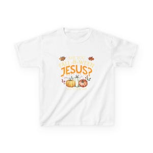 Fall-Themed Kids Tee, Pumpkin Jesus Kids Shirt, Autumn Celebration Top, Thanksgiving Kids Apparel, Holiday Gift for Children