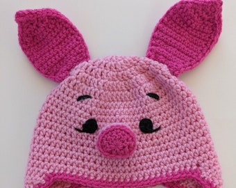 Piglet Crochet Earflap Hat *Ready to Ship!*