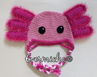 Pink Axolotl Earflap Hat *Ready To Ship!*