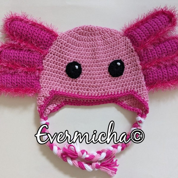 Pink Axolotl Earflap Hat *Ready To Ship!*