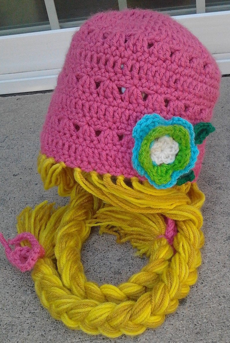 Pink Rapunzel Character Hat with Long Braids image 4