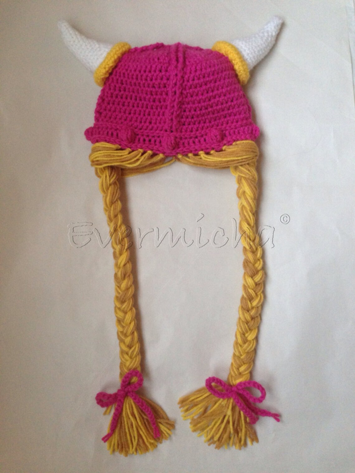 Hot Pink Viking Hat with Braids Etsy
