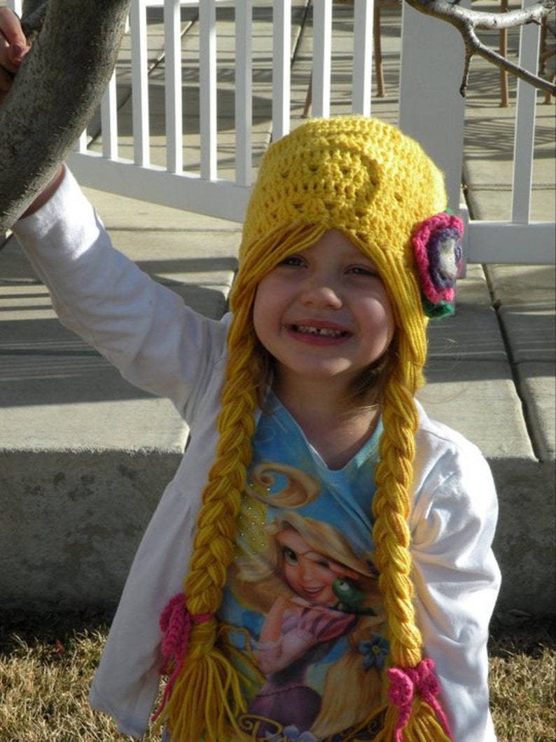 Pink Rapunzel Character Hat with Long Braids image 2