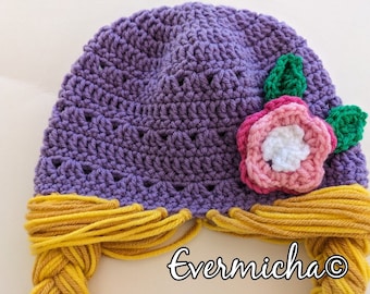 Chapeau Raiponce violet et blond *Prêt à expédier!*