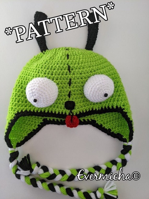 Green Knit Invader Zim Hat with Ear Flaps Invader Zim Beanie Hat, Gir Men main image 4