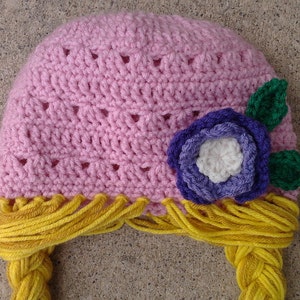Pink Rapunzel Character Hat with Long Braids image 1