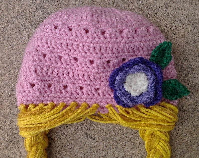 Pink Rapunzel Character Hat with Long Braids image 1