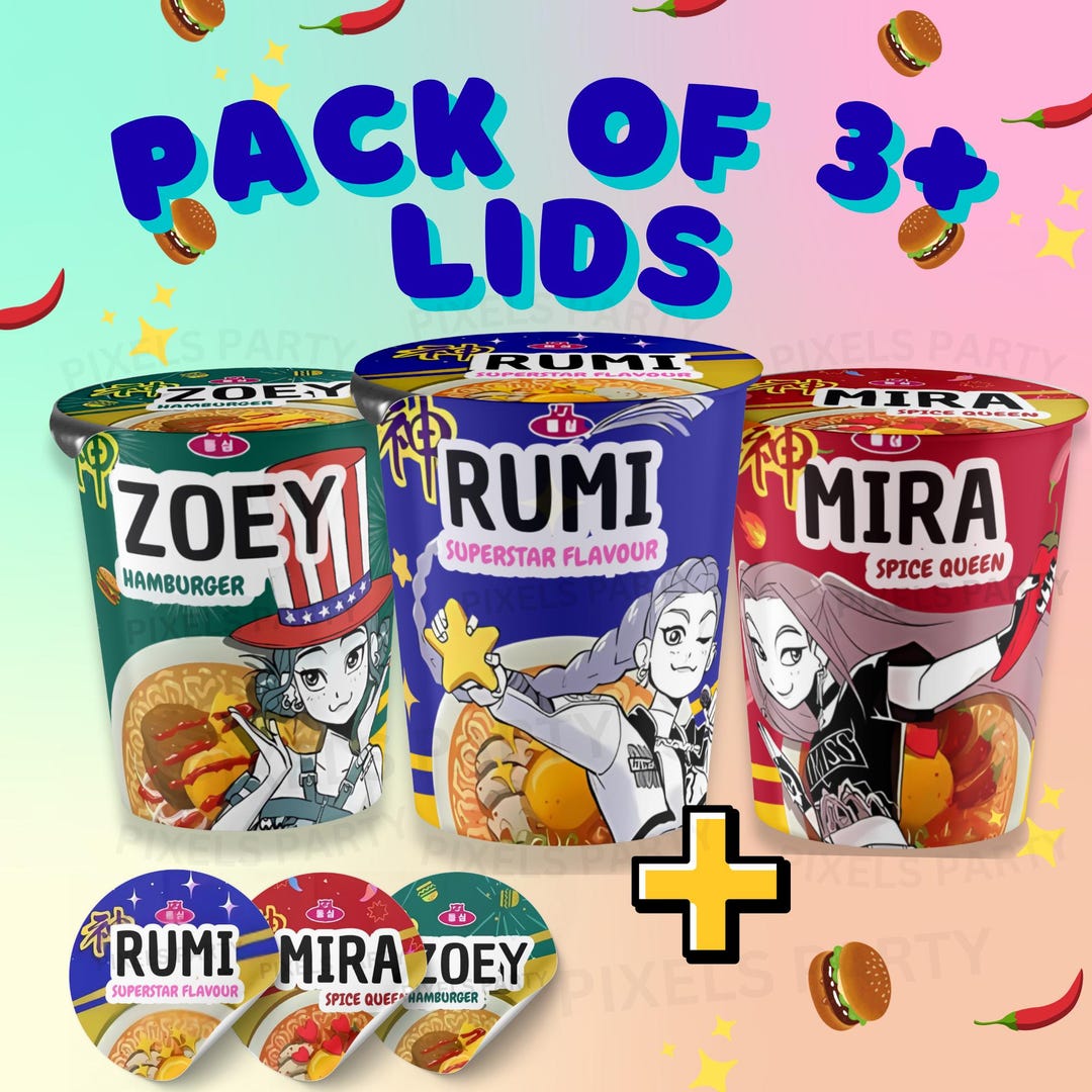 Kpop Demon Hunters, Cup Noodle Labels Ramyeon, Cosplay Party
