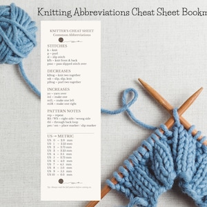 Afkortingen breien Cheatsheet bladwijzer | Afdrukbare breireferentie | Naaldmaatconversie | PDF cadeau breien
