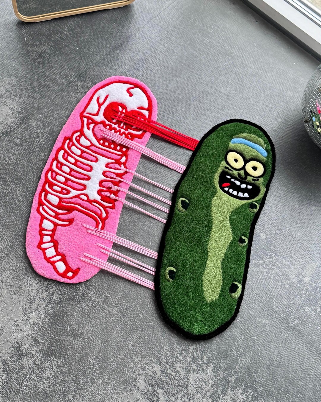 Pickle Skeleton Tufted Rug, Cartoon Inspired Double Layer Carpet ...