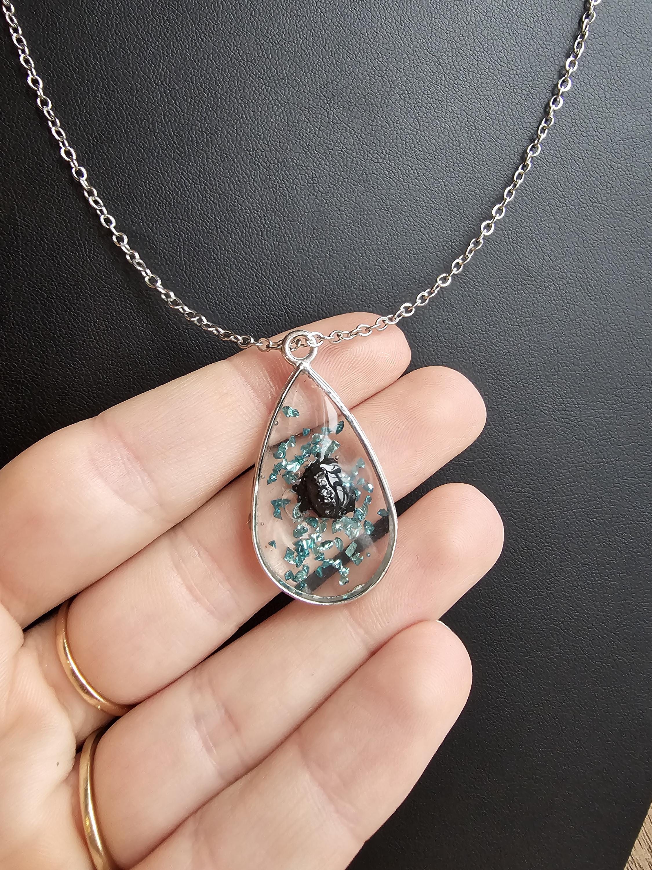 Iceland Lava Necklace: Handmade Silver Resin Jewelry