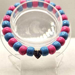 Braccialetto per bambini - Rosa e blu con un cuore dorato