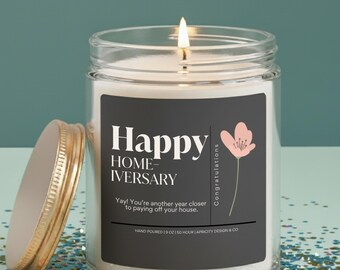 Świeca na rocznicę ślubu Happy Home od Relatora – prezent: woskowa świeca kokosowo-morelowa (4 uncje, 9 uncji)