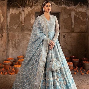 blue and silver dress pakistani Buy Pakistani Eid Dresses-Fancy Eid Fock in Silver and Blue Color-Pakistani Eid Wear