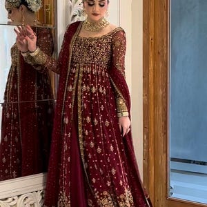 Maroon and Gold Indian Dress - Etsy